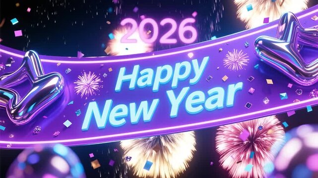 Happy New Year and Welcome to Las Vegas Sign Illustration