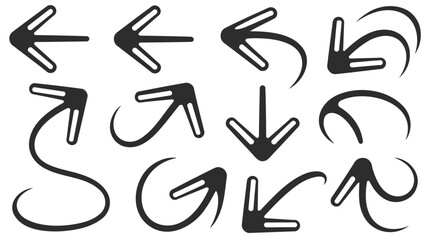 Collection of 10 ultra clean directional arrows on white background for navigation and design