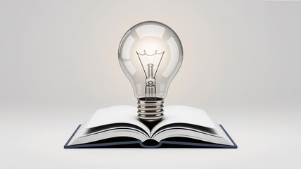 Education and Knowledge Concept with Open Book and Light Bulb