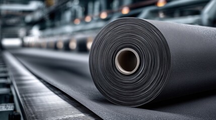 Carbon fiber roll on industrial conveyor