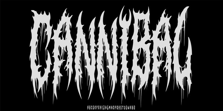 Y2k Dark Lettering tattoo vector type font. Grunge style type font with Gothic Punk Rock and Death Metal signs and symbols. Scary tattoo font 00s concept.