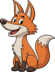 Obraz premium Cute smiling fox cartoon illustration for kids education, forest animal character, playful wildlife mascot, colorful vector design isolated white background