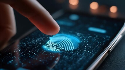 Medium shot focusing on secure biometric authentication on a smartphone illustrating privacy safeguards and data encryption.