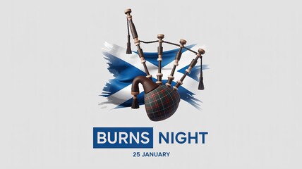 Burns Night Celebration Illustration with Scottish Bagpipes and Tartan