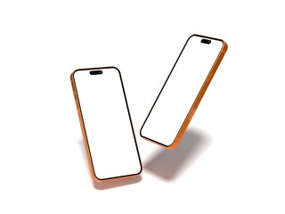 A mockup of a phone screen with a white screen on the front, transparent, and an orange back. The aesthetic style gives it a luxurious look.