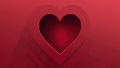 Red layered heart cutout on red background with soft shadow and romantic mood