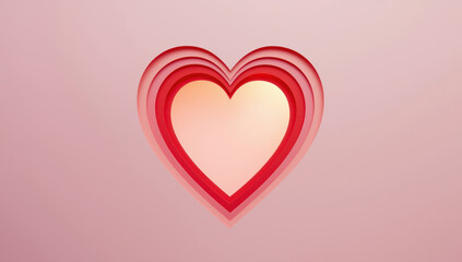 Heart layered paper cutout with warm glow and romantic tone