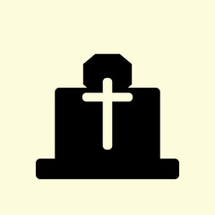 Obraz premium Tombstone Symbol Featuring Cross Shape Minimal Flat Icon Illustration