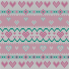 Pastel Valentine heart knitted seamless pattern in cozy sweater style