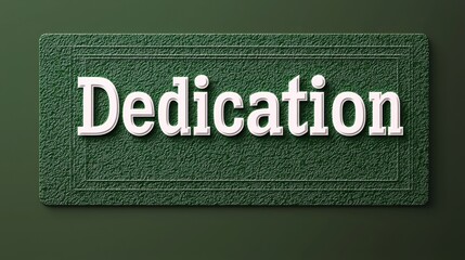 Sign showing dedication on a green background with a textured finish