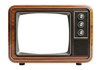 Retro Television Blank Display Frame With Empty Screen, Cut Out, Clipping Path, Isolated on a Transparent PNG Background.