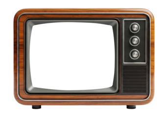 Retro Television Blank Display Frame With Empty Screen, Cut Out, Clipping Path, Isolated on a Transparent PNG Background.
