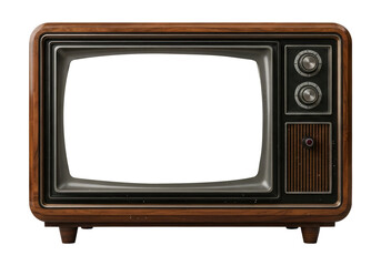 Vintage Tv Blank Screen Frame With Realistic Details, Cut Out, Clipping Path, Isolated on a Transparent PNG Background.