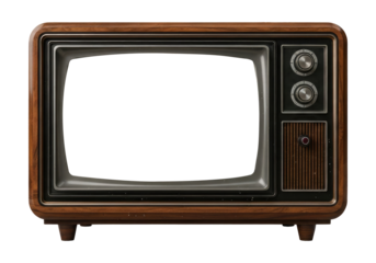 Vintage Tv Blank Screen Frame With Realistic Details, Cut Out, Clipping Path, Isolated on a Transparent PNG Background.