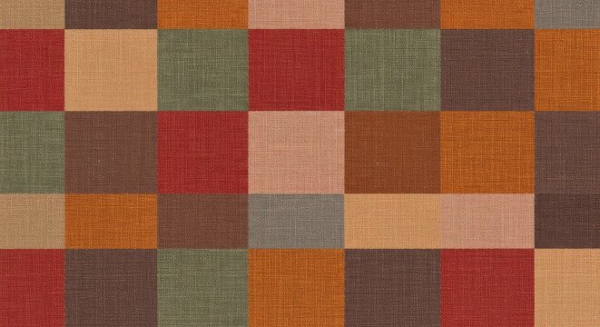 Detailed abstract textile background featuring stitched squares and rectangles of colorful patterned fabric, creating a unique quilt surface ,scrap ,worn ,craft