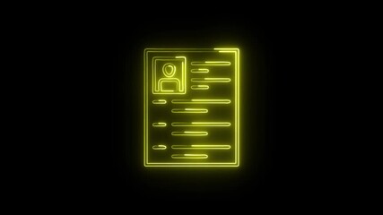 Curriculum Vitae Icon Animation with Glowing Lines on Black Background