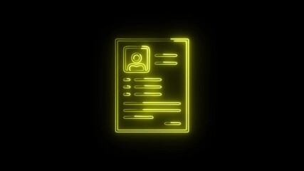 Curriculum Vitae Icon Animation with Glowing Lines on Black Background