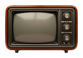 Classic Television Receiver In Realistic CGI Style, Cut Out, Clipping Path, Isolated on a Transparent PNG Background.