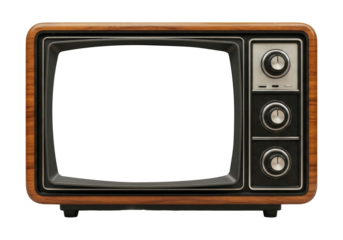 Classic Old Television Isolated with Blank Screen, Cut Out, Clipping Path, Isolated on a Transparent PNG Background.