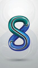 Fototapeta premium Three-Dimensional Teal and Blue Number Eight Sculpture for Graphic Design.