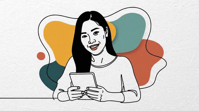 Asian woman smiling while making a video call
