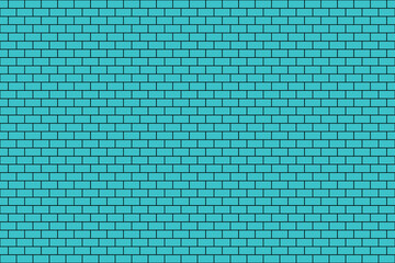 Brick wall. Brick background. Dark Turquoise color and brown texture.  Pattern of building with stone and concrete.