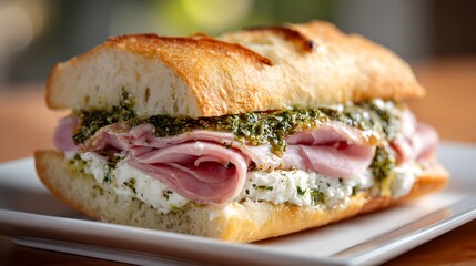 Delicious Baguette Sandwich with Ham and Herbs / ハムとハーブのバゲットサンドイッチ