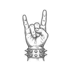 Rock and Roll Hand Gesture with Spiked Wristband