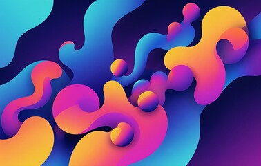 Dynamic Amorphous Blobs Illustration with Bright Overlapping Spectrum Hues and Soft Shadows