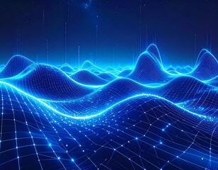 Vibrant abstract visualization of a digital network with luminous interconnected lines and nodes, illustrating technological progress and data infrastructure