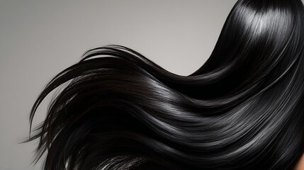 Smooth Black Hair Wave Background / 滑らかな黒髪のウェーブ背景