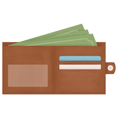 Wallet full Of money and cards illustration