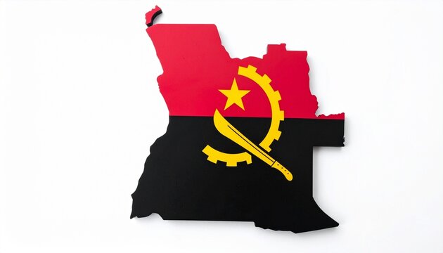 Angola  Map Shaped with Angola   Flag Design 3D Illustration