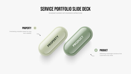 Service Insight Slideshow Design Vector Illustration. Company Report Two Step Infographic Presentation Layout. Consulting Overview 2 Element Diagram Frame Template.