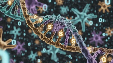 Animated Dna Strand and Data Visuals for Science and Technology Theme
