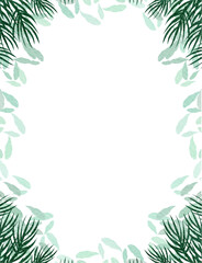 cute abstract watercolor illustration of white cloud blue sky, flower garden field, green forest, meadow hill scenery background wallpaper