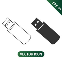 USB Flash Drive Icon Set for Data Storage