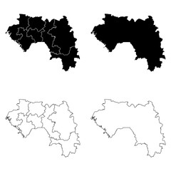 Guinea Outline and Solid Fill Map Set.
