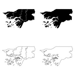 Guinea Bissau Outline and Solid Fill Map Set.
