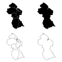 Guyana Outline and Solid Fill Map Set.
