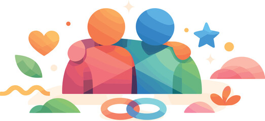 Abstract Friendship Art. Abstract celebration of friendship built from connected shapes and harmonious spacing, modern flat vector