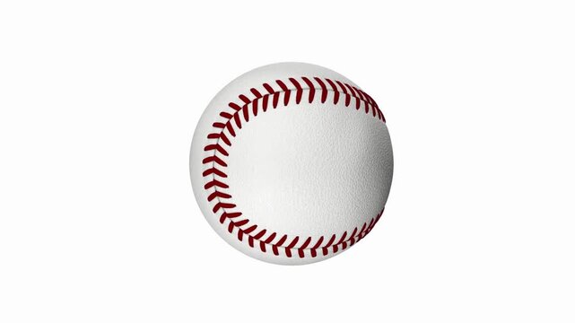 Pristine white baseball with red stitches rests at center against white background, bathed in light!