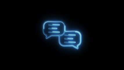 Chat Icon Animation with Glowing Lines on Black Background