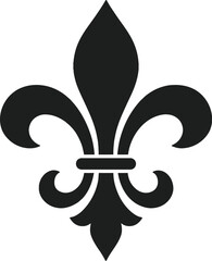 Black fleur de lis vector illustration of a heraldic lily symbol and royal floral ornament design for a tribal tattoo or decorative element silhouette © Aditya