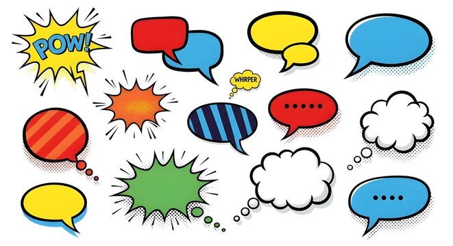 Download comic speech bubbles vector set illustrations cool bang oops wow snap wham yeah smash ouch poof wtf oh vector