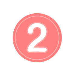 Cute number 2 pink circle icon
