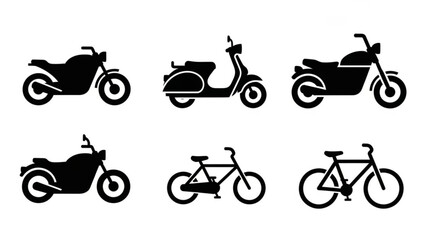 Collection of bicycle and motorcycle silhouettes