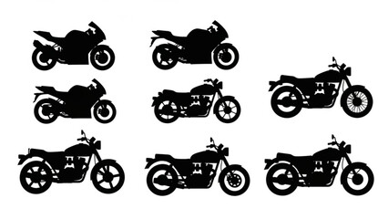 Obraz premium Collection of various motorcycle silhouettes