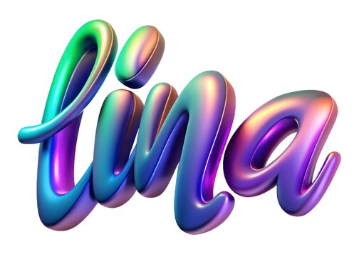 3d logo design of 'lina' in shimmering colors 3d logo