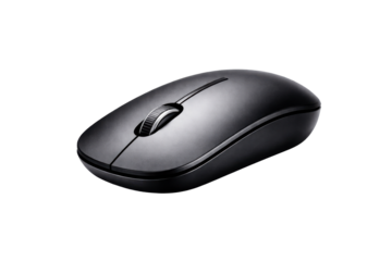 A sleek black wireless computer mouse with a scroll wheel for office productivity and home computing solutions for technology accessories